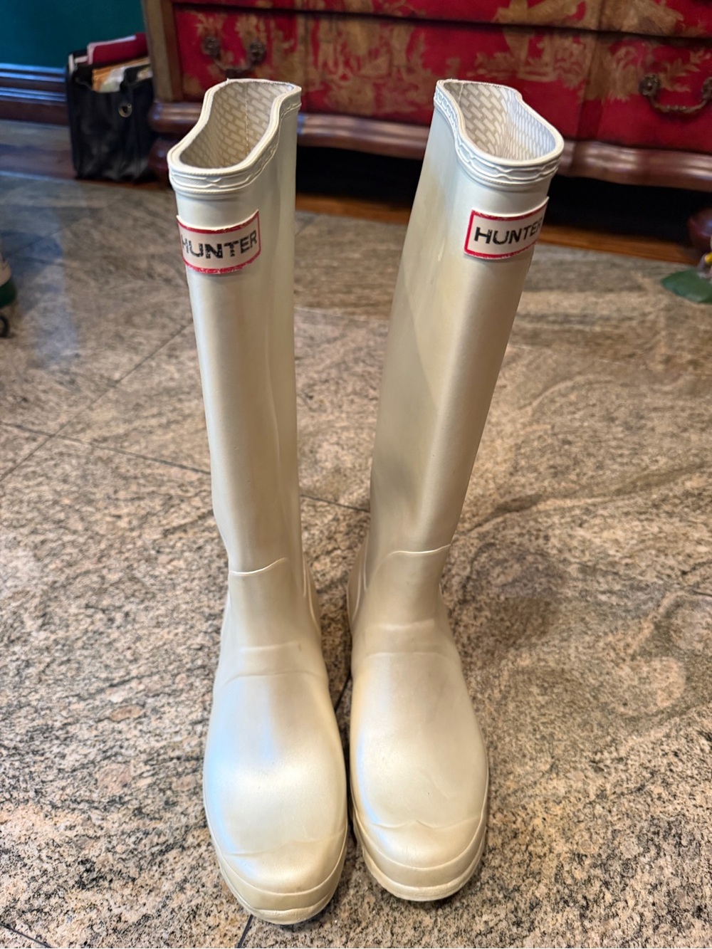 Hunter Cream Tall Rubber Rain Boots